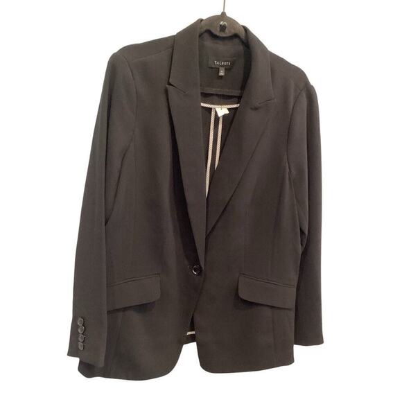 Talbots Womens Single Breaster Blazer Plus Size 16 Black Classic Corporate New - Picture 1 of 8